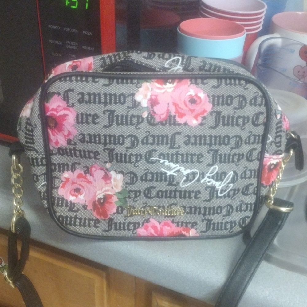 Juicy Couture Black and Pink Floral Women's Bag